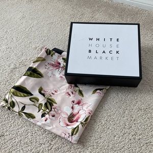NWT White House Black Market pink floral print satin scarf
